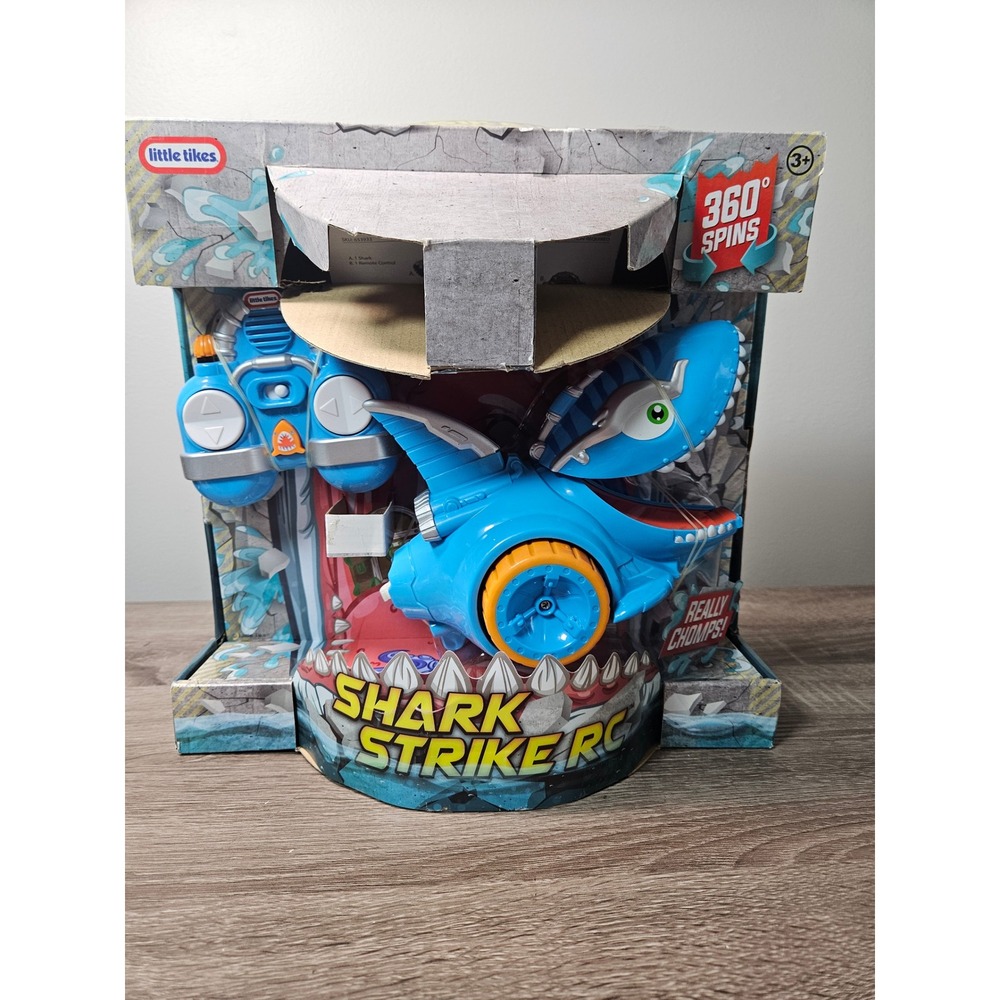 Little Tikes Shark Strike RC Remote Control Toy Blue 360 Spins Music Sounds
